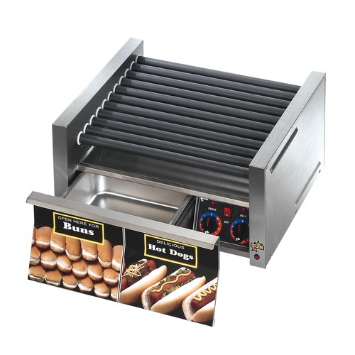 Grill-Max Hot Dog Grill 36"W Non-Stick with Bun Drawer